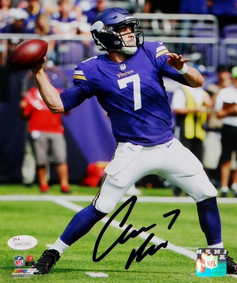 Case Keenum Autographed Vikings 8x10 About to Pass PF Photo Poster painting- JSA W Auth *Black