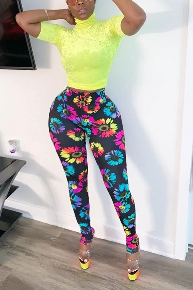 Sexy Tight-Fitting Print Bottom Slacks