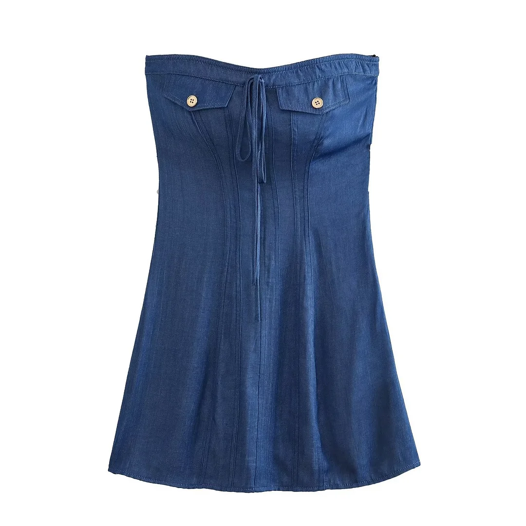 Woemn's Denim A Linen Dress Sexy Off Shoulder Denim Mini Dresses