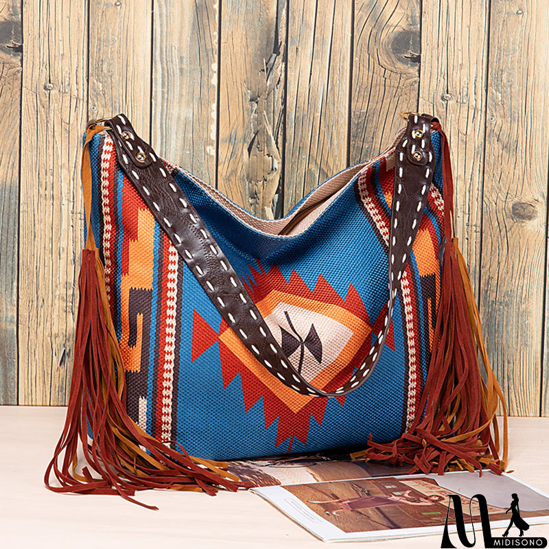 MidiSono - Casual College Color Block Tassel Bags