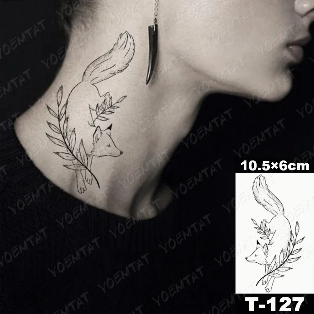 Waterproof Temporary Tattoo Sticker Moth Butterfly Wolf Snake Deer Panda Animal Flash Tatto Women Men Kids Body Art Fake Tattoos