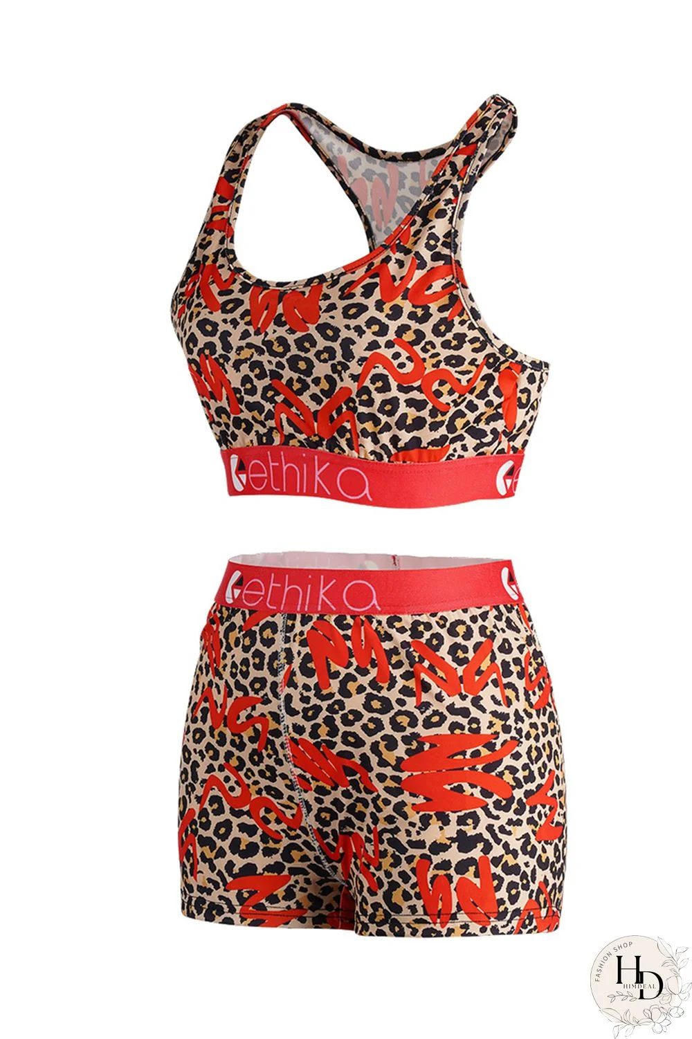 Red Fashion Sexy Printed Vest Shorts Set