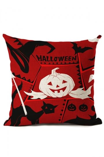 Horrible Pumpkin Print Halloween Party Decor Throw Pillow Cover Red-elleschic
