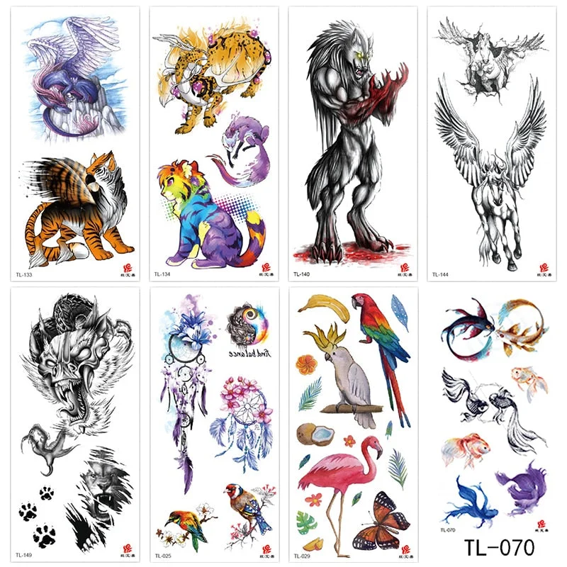 Animal and plant totem flower butterfly bird fox body arm waterproof men and women healthy natural temporary tattoo stickers