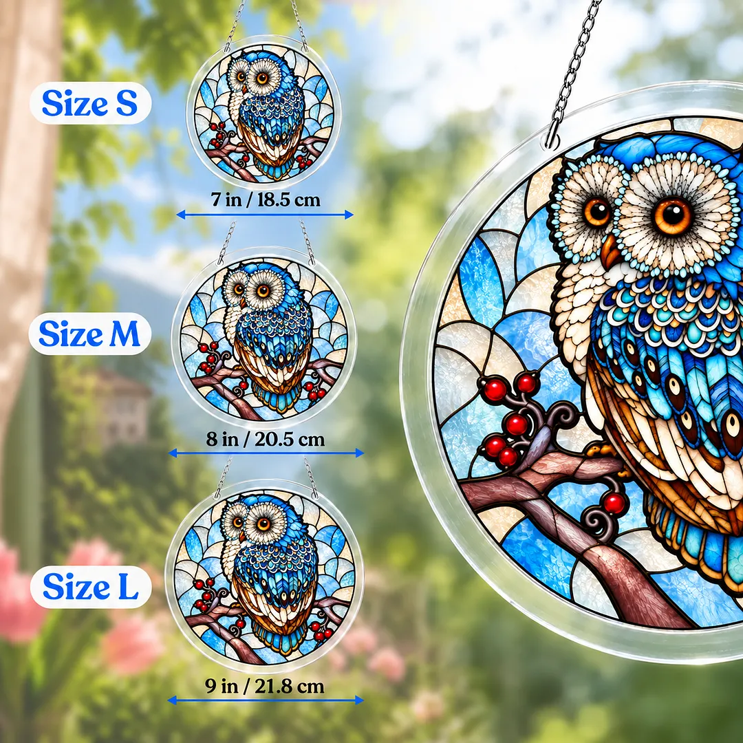 Winter Owl Stained Glass Suncatcher Puzzle