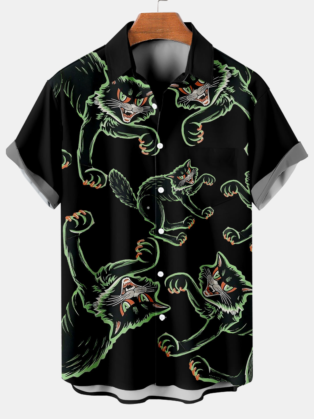 Men's Halloween Print Short Sleeve Shirt PLUSCLOTHESMAN