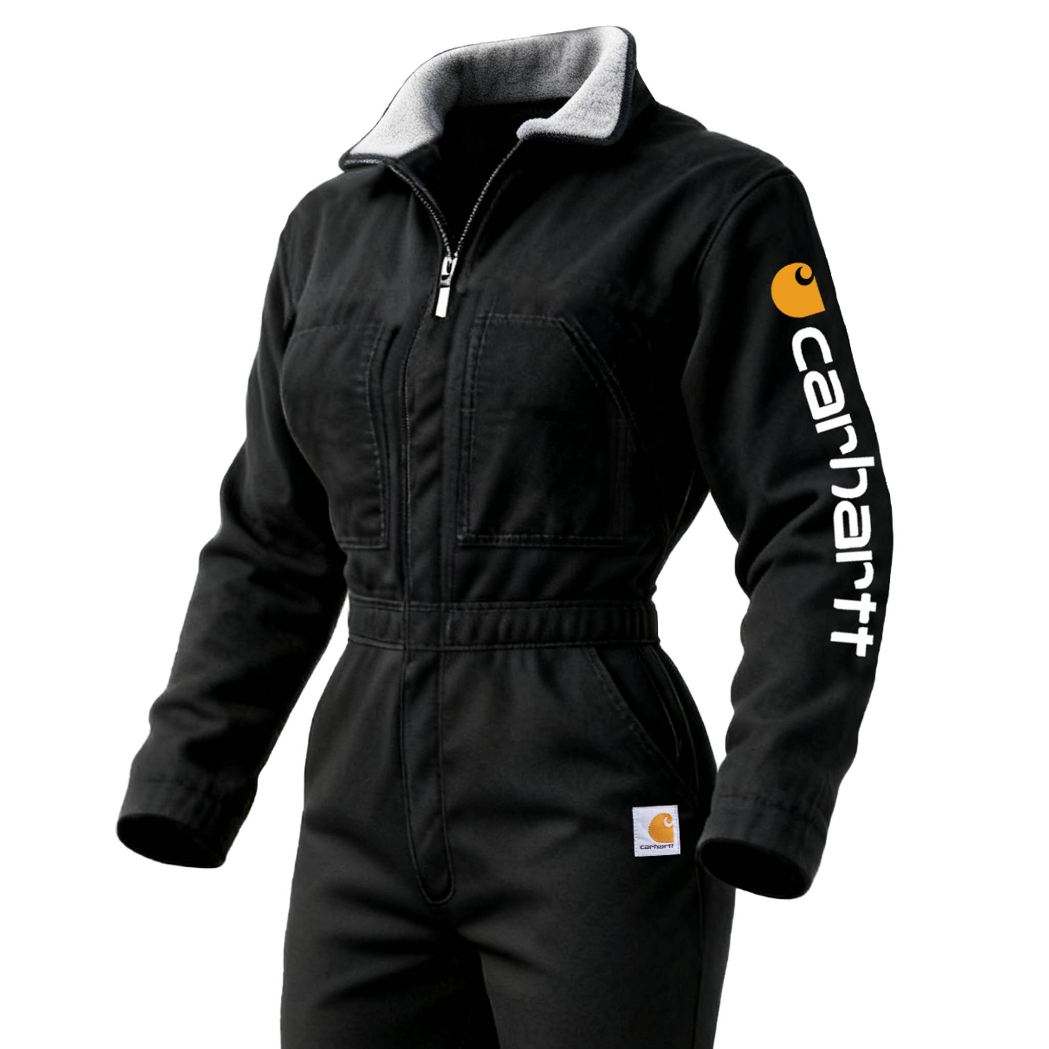 Women's Vintage Black Duck Work Fleece Insulated Coverall Long Sleeve Jumpsuit
