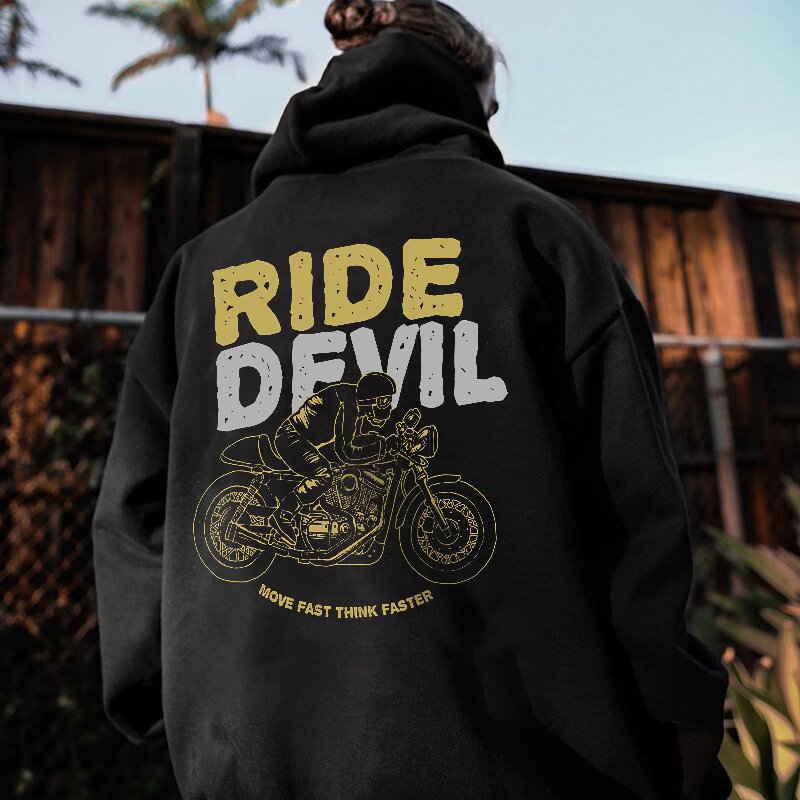UPRANDY Ride Devil Printed Men's Casual Hoodie -  UPRANDY