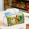 DIY Diamond Art Tissue Box Holder Farm Chicken PULeather Diamond Art Desktop Organizer Resin Rhinestone Storage Organizers Gem Art Home Office Decor Craft Gift for Women