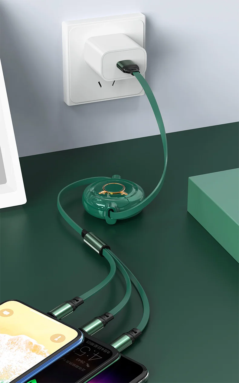 Car logo retractable 1 to 3 mobile phone charging cable