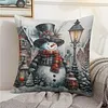 Snowman 11CT 3 Strands DIY Stamped Pillow Covers Cross Stitch Kits for Adults Home Decor 45x45cm tapestrymarket