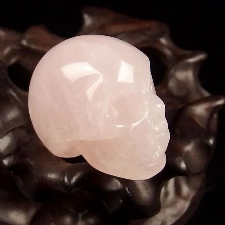 Natural Crystal Skull Halloween Decoration-Rose Quartz