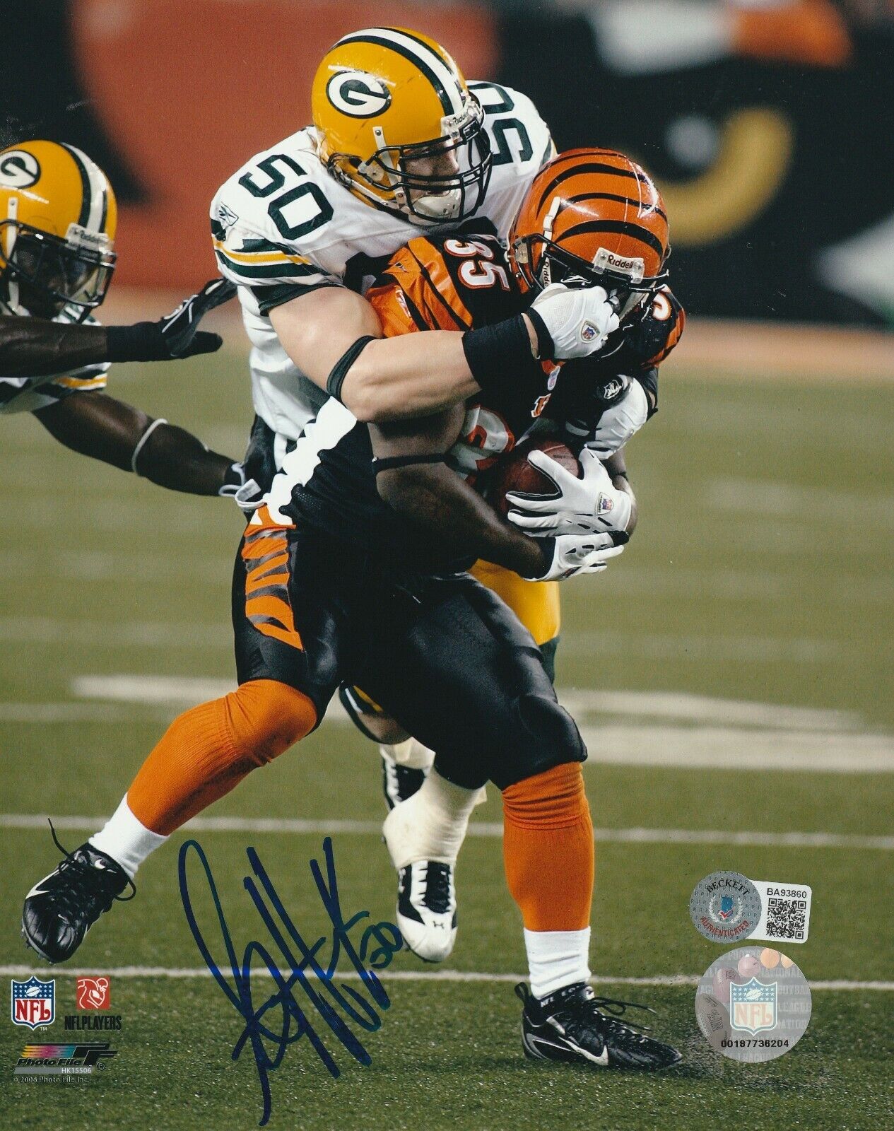 A.J. HAWK Signed Green Bay PACKERS 8x10 Photo Poster painting w/ Beckett COA (BAS)