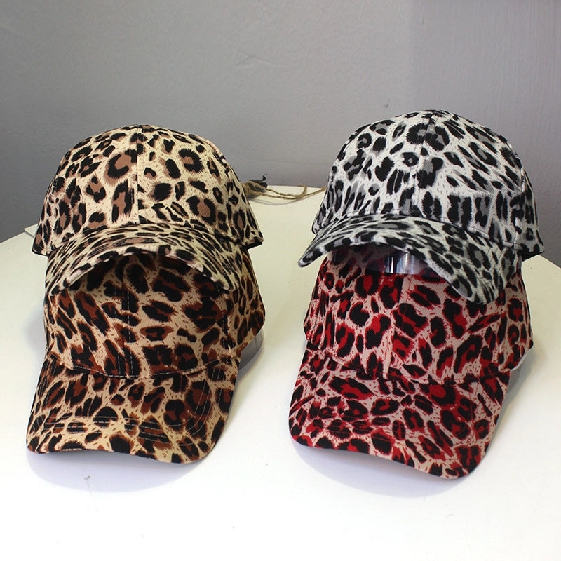 Curved Eaves Baseball Cap Women’s Leopard Print Dome Cap Printed Spring And Summer Men’s And Women’s Sunshade Sunscreen Hat Trendy