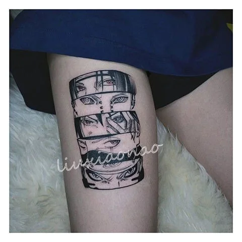 15*21cm Ninja Anime Penn Itachi Gara Dark Curse Imprint Big Picture Waterproof Lasting Simulation Temporary Fake Tattoo Sticker