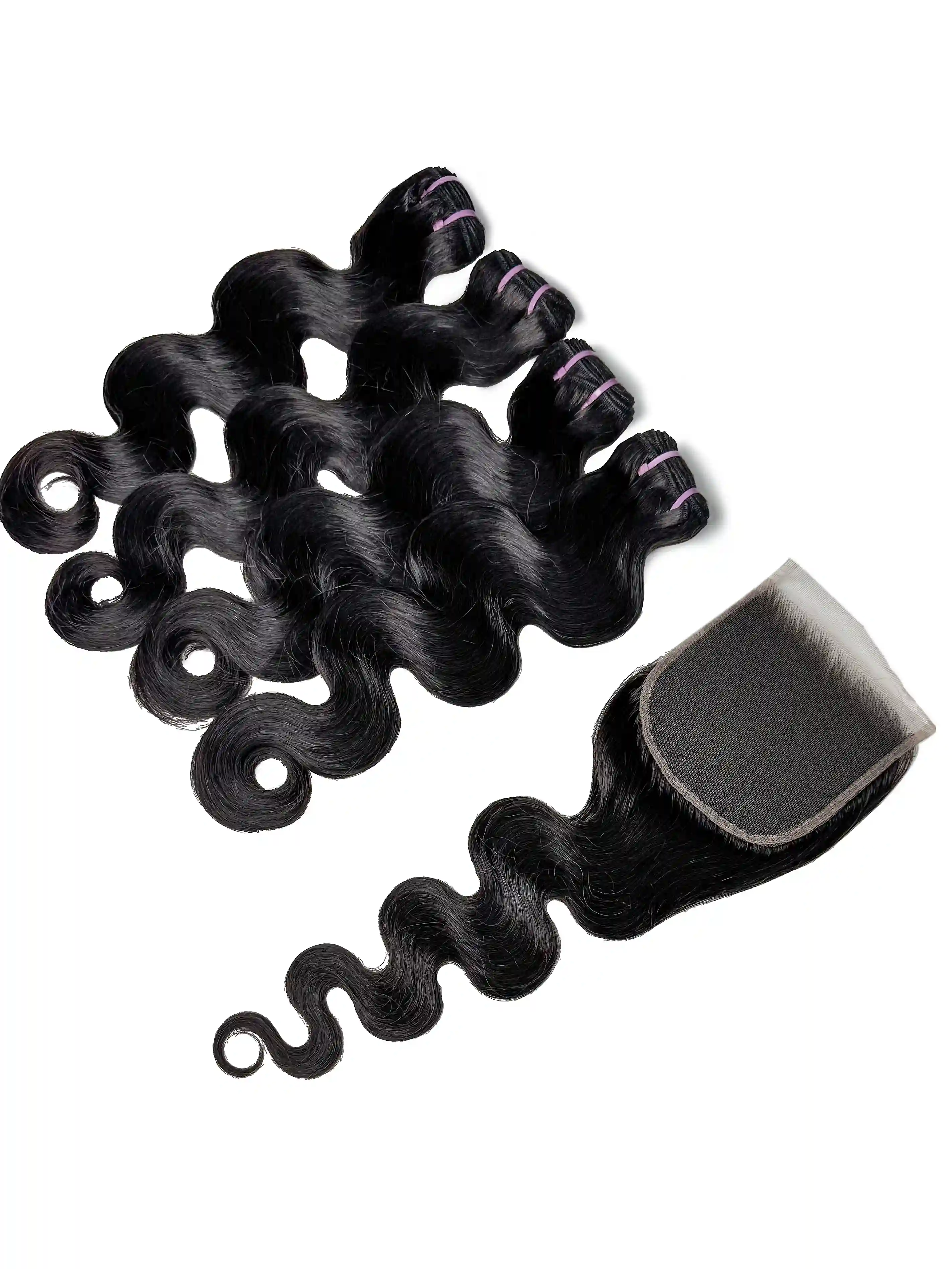Body Wave 4PCS Bundles & 1PC 5x5 Lace Closure | Transparent & HD Lace | 100% Human Hair | Top Virgin Hair