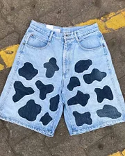Big & Tall Men's Street Fashion Colorblock Denim Shorts