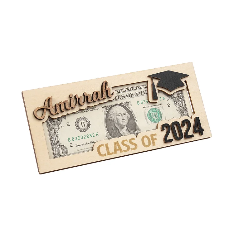 Graduation Gifts 2024 Personalized Wooden Wallet with Name and Text Graduation Gift for Her/Him