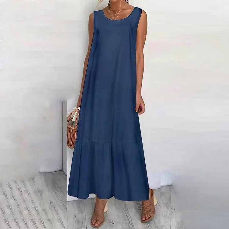 Casual Sleeveless Round Neck Dress