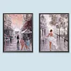 【2 pi&egrave;ces/paquet】-Peinture &agrave; l&rsquo;huile belle rue-plein rond diamant peinture-30 * 40cm