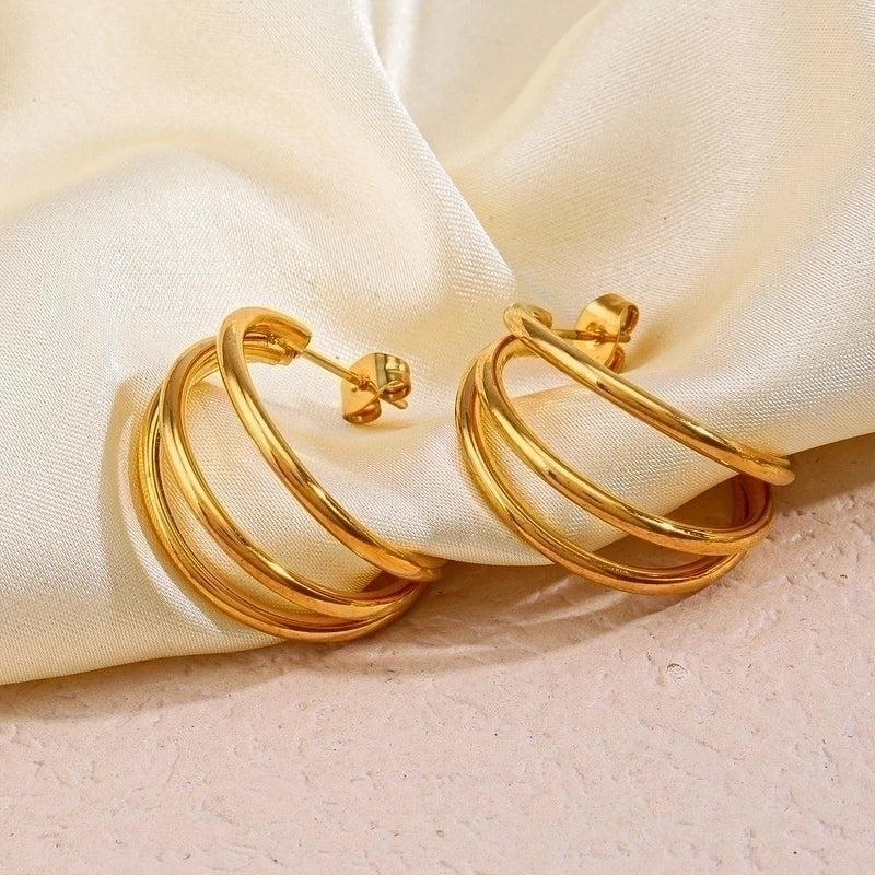 1 Pair Classic Style Geometric Plating 304 Stainless Steel 18K Gold Plated Earrings