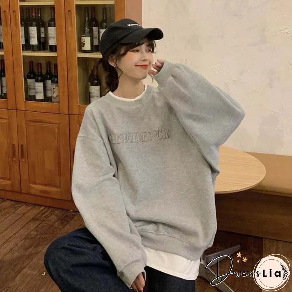 Loose Tops for Women Sweatshirt Spring Autumn Crewneck Vintage Harajuku Female Sweetshirts Casual Pullover Hoodie Woman Clothing