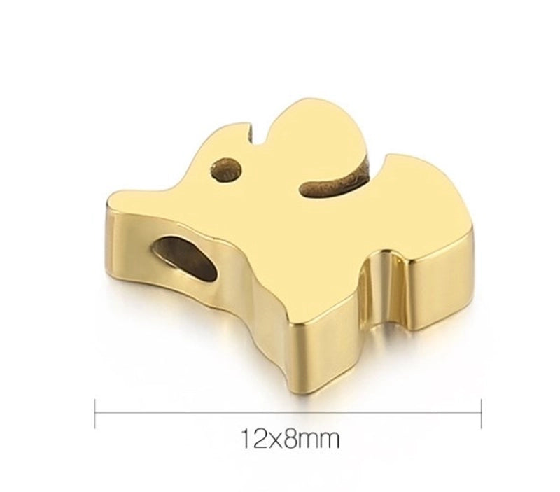 1 Piece 12 * 8mm Stainless Steel 18K Gold Plated Elephant Spacer Bars
