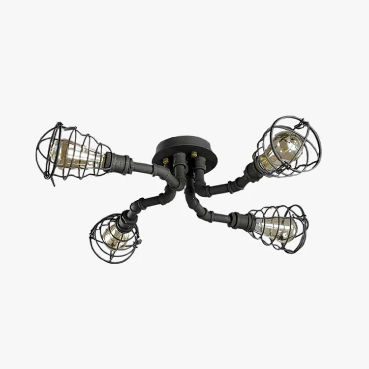 Alessio Industrial Flush Mount Ceiling Light Brass