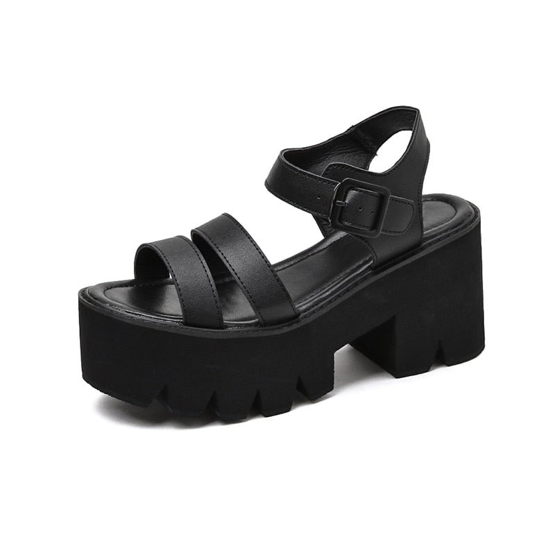 Gdgydh Black Platform Women Sandals Summer 2021 Female Shoes Woman Block Heel Fashion Buckle Causal Sandals Cheap High Quality