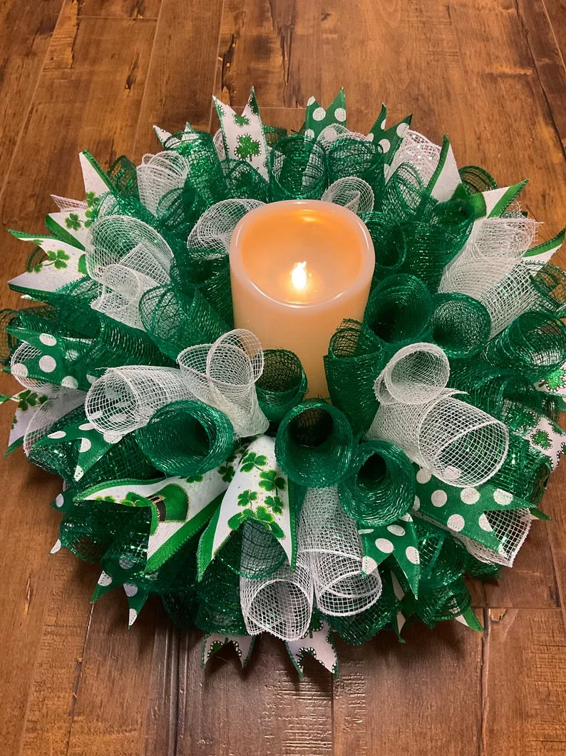 St Patricks Day Decorations, St Patrick’s Day Centerpiece, St Patty Day Centerpiece, St Patrick’s Centerpiece, St Patrick’s  Day Candle Ring