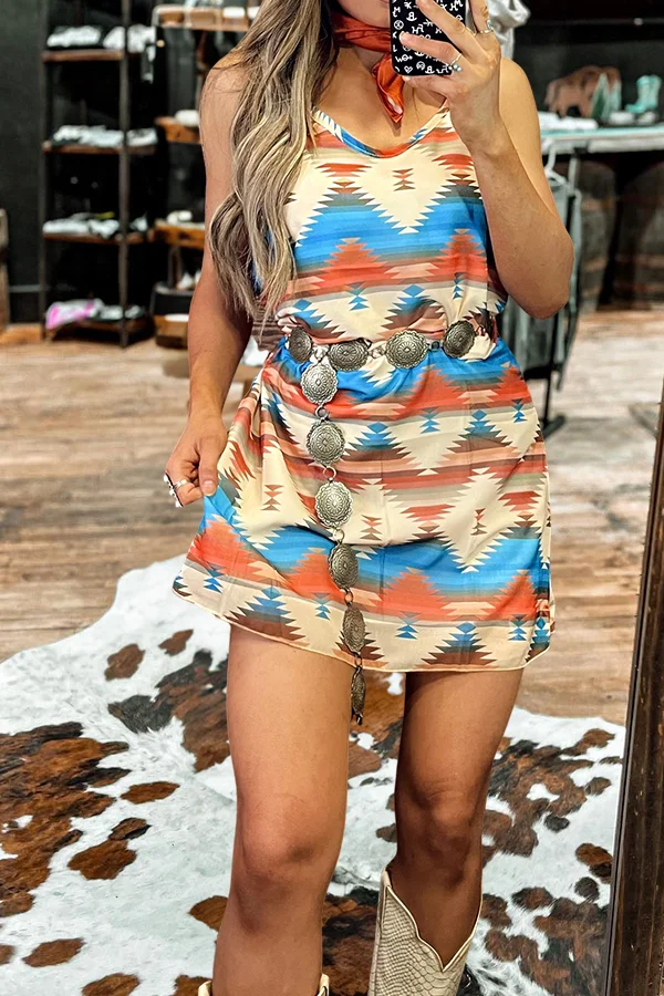 Vintage Aztec Pattern Dress