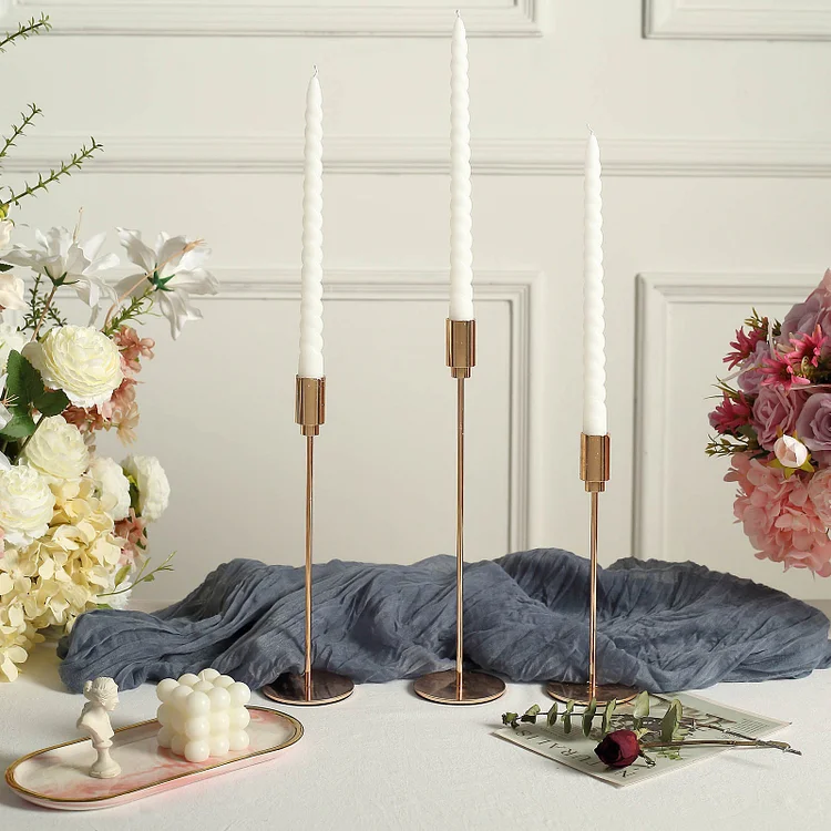 12 Pack White Premium Spiral Long Burn Wick Taper Candles, Tall Unscented Wax Dinner Candle Sticks 11"