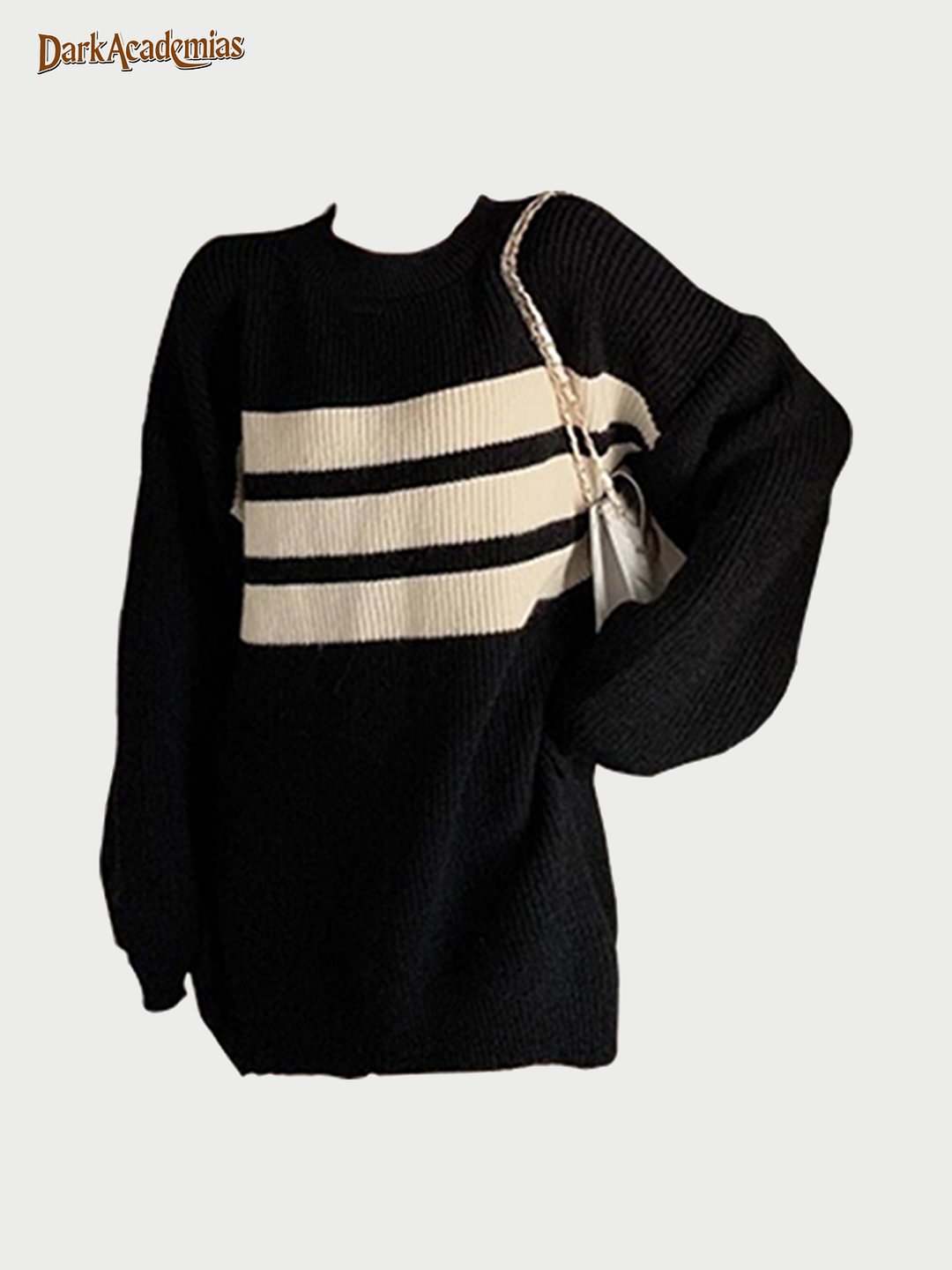 Darkacademias Black Striped Sweater