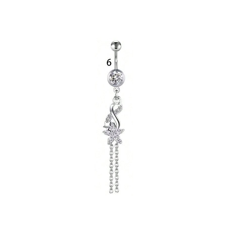 1 Piece Belly Rings Minimalist Classic Style Water Droplets 304 Stainless Steel Inlay Zircon Belly Rings