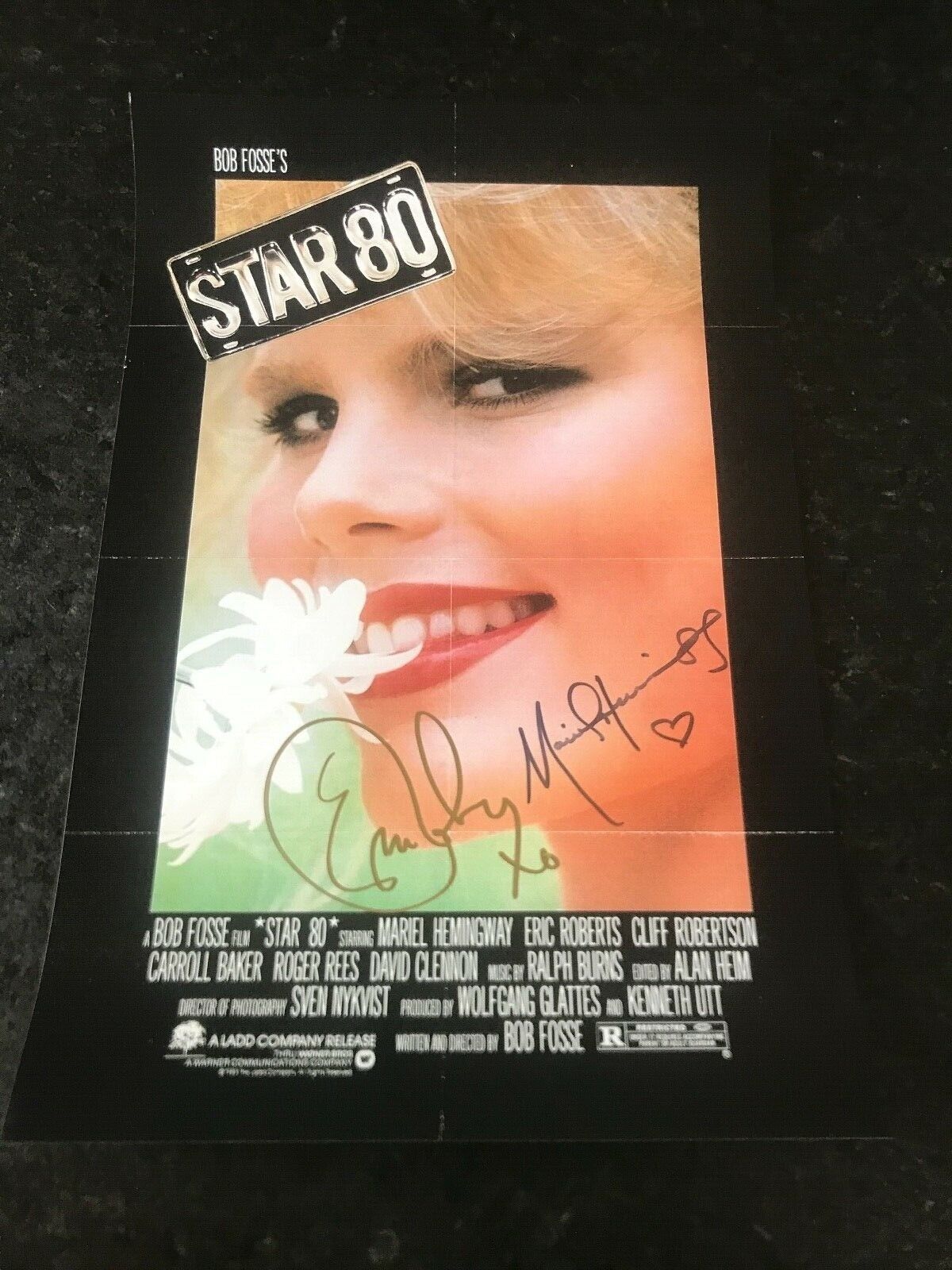 * ERIC ROBERTS & MARIEL HEMINGWAY * signed 12x18 poster * STAR 80 * PROOF * 1