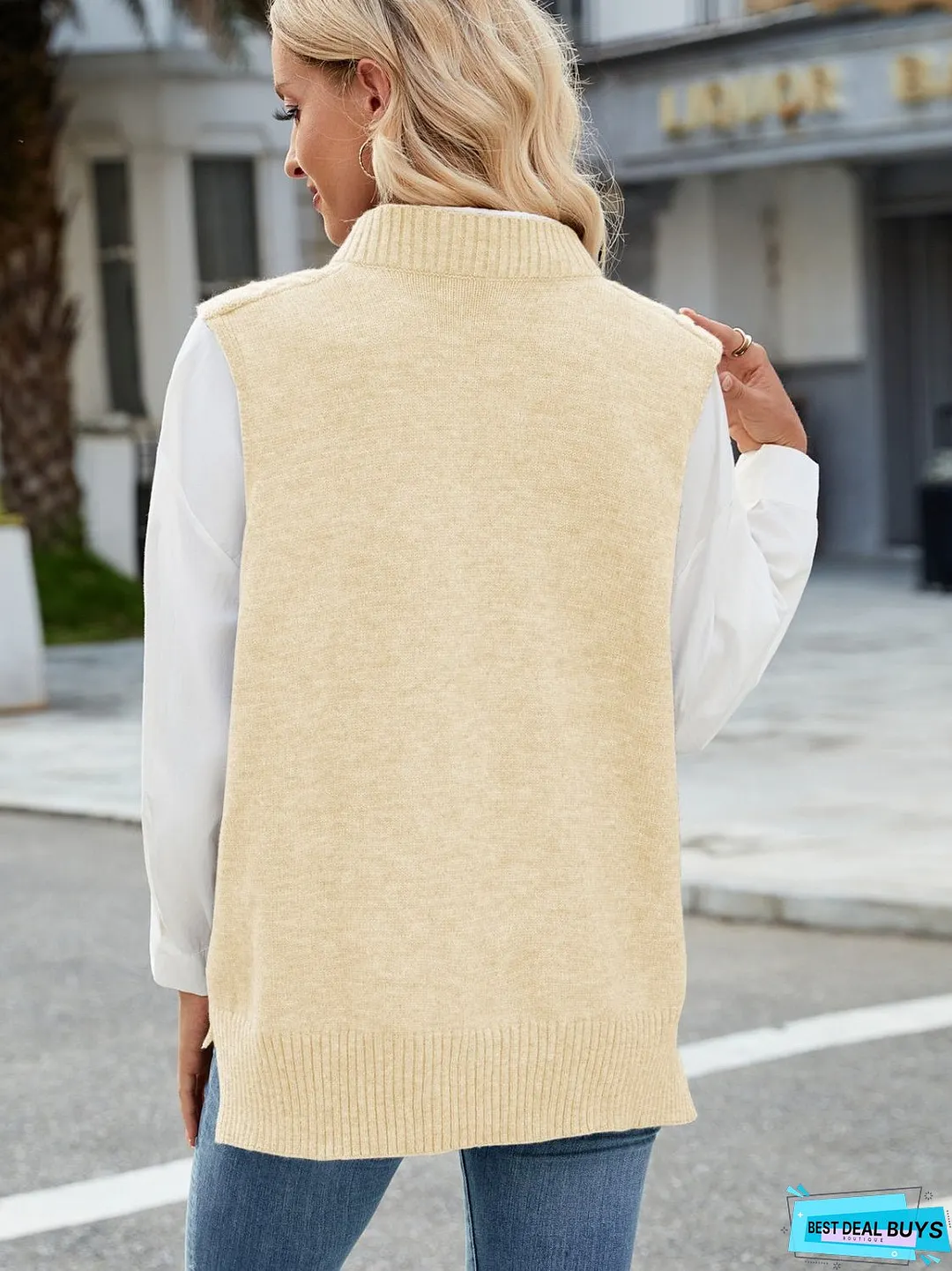 Cable Knit V-Neck Sweater Vest