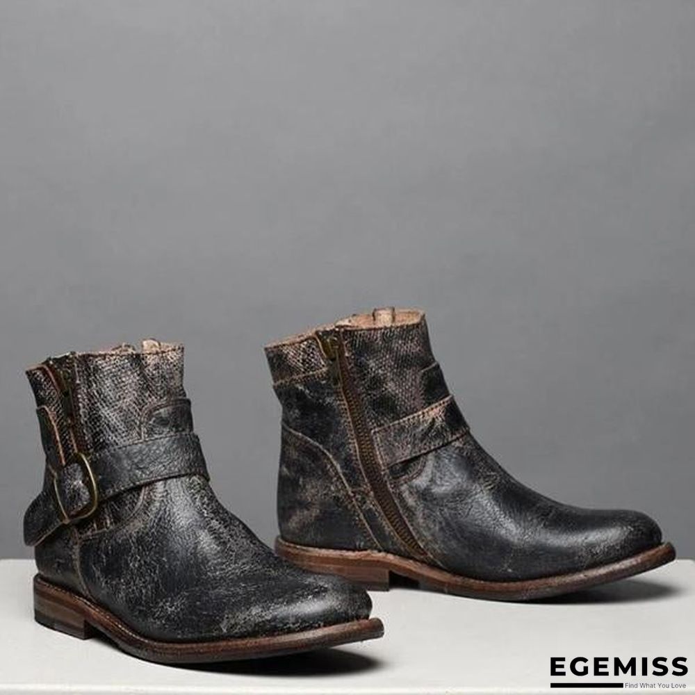 Fashion Zipper Low Heel Martin Boots | EGEMISS