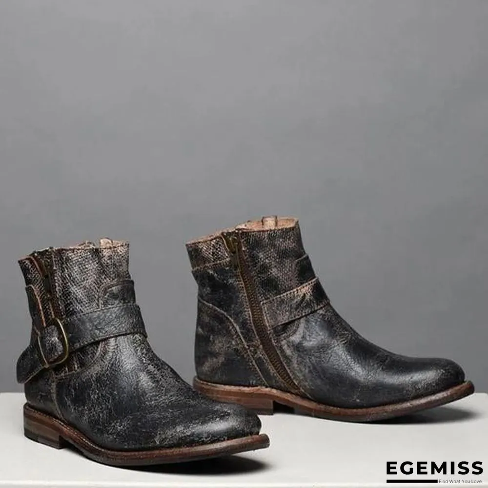 Fashion Zipper Low Heel Martin Boots | EGEMISS