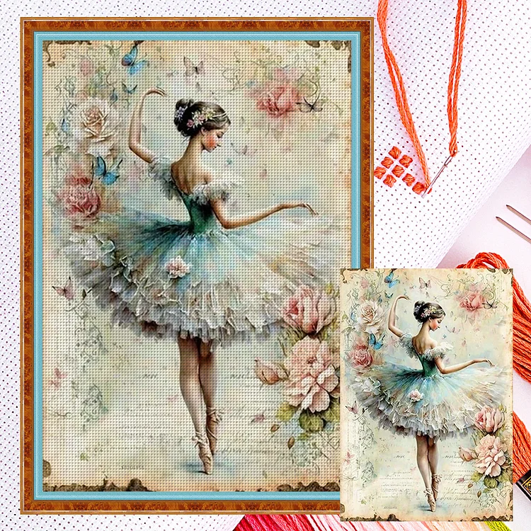 【Huacan Brand】Retro Poster - Ballet Girl 11CT Counted Cross Stitch 40*60CM