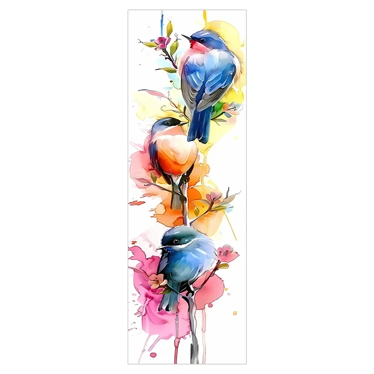 【Bookmark】11CT Stamped Double-Sided Birds On Branch Cross Stitch Bookmark Kit 18x6cm gbfke