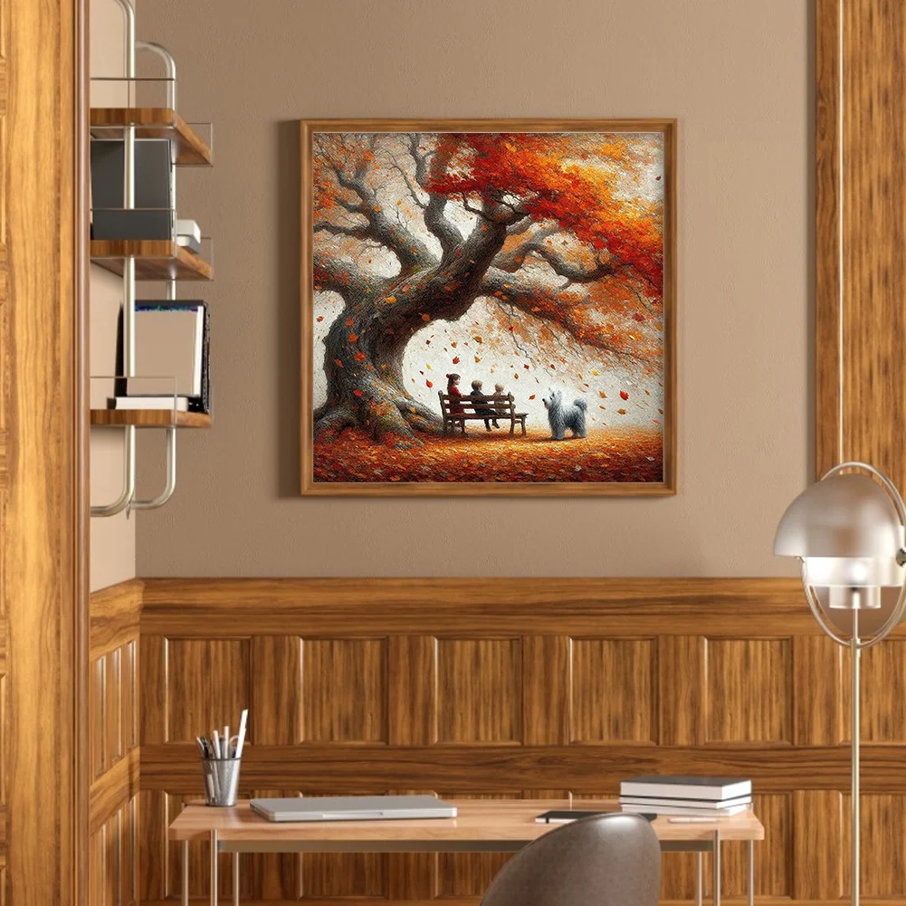 Diamond Painting - Full Round Drill - Autumn Tree Dog(Canvas|40*40cm)