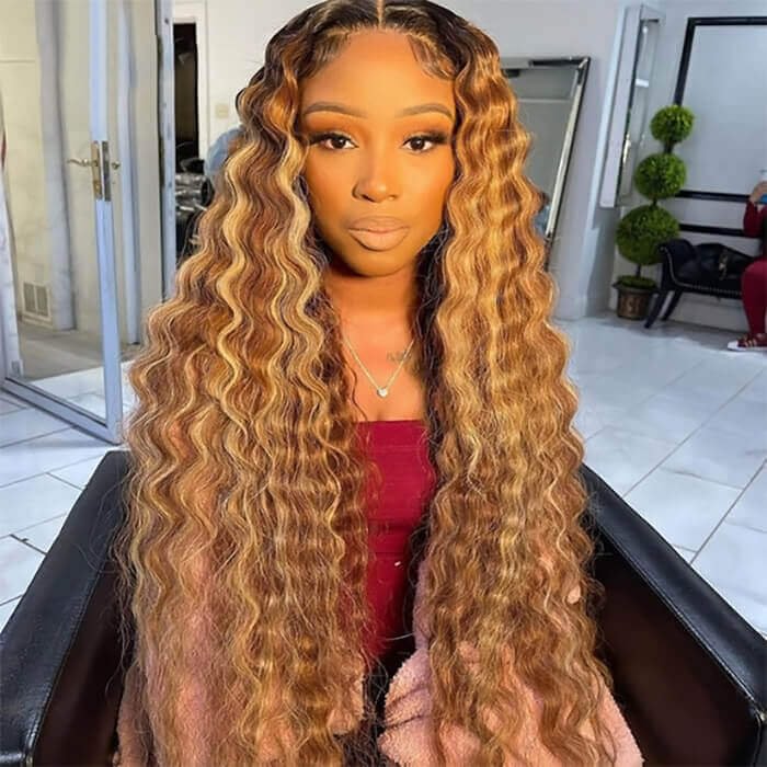 Highlights Wig Loose Deep Wave 13x4 Lace Front Wig Transparent Lace Wigs US Mall Lifes