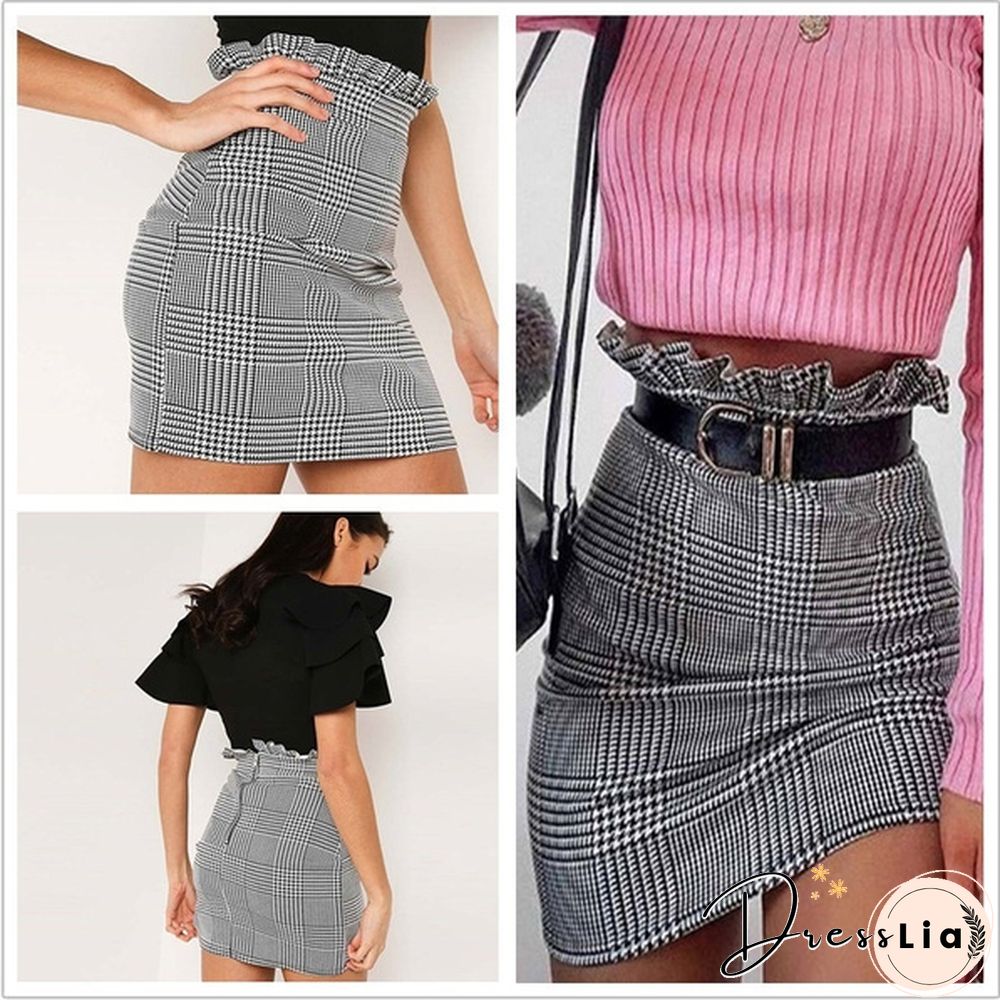 Summer Women Fashion Skirt Plaid Skirt