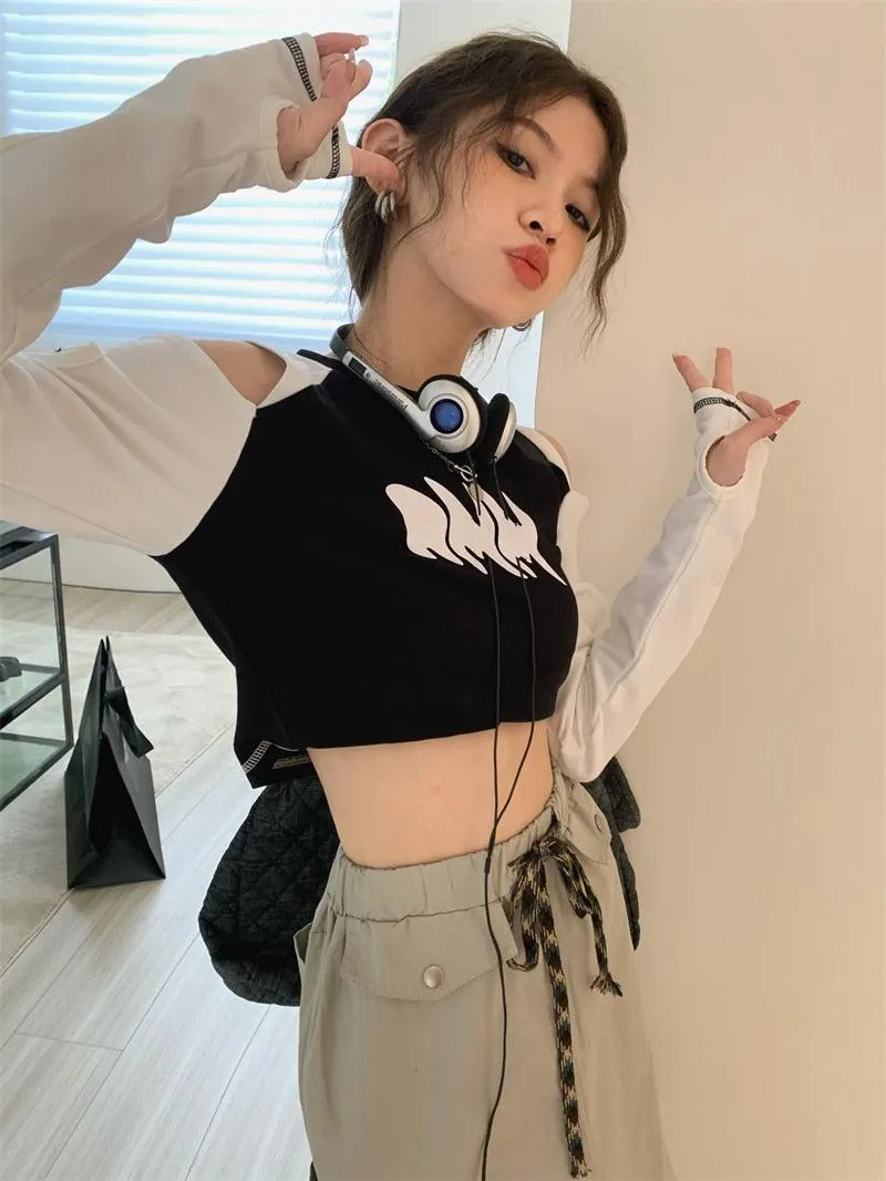 Brownm Cut-Out Crop Top