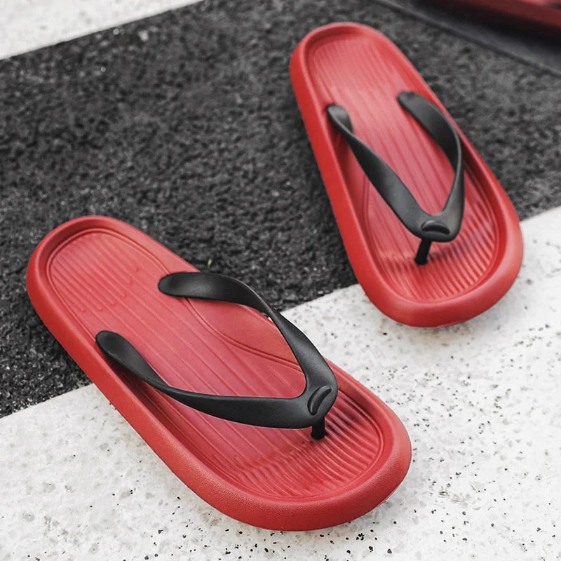 Couples Flip Flops For Women  2022 Summer Women Slippers Outdoor Solid Black Anti-Skid Beach 5Cm Thick Sole Platform Slipper