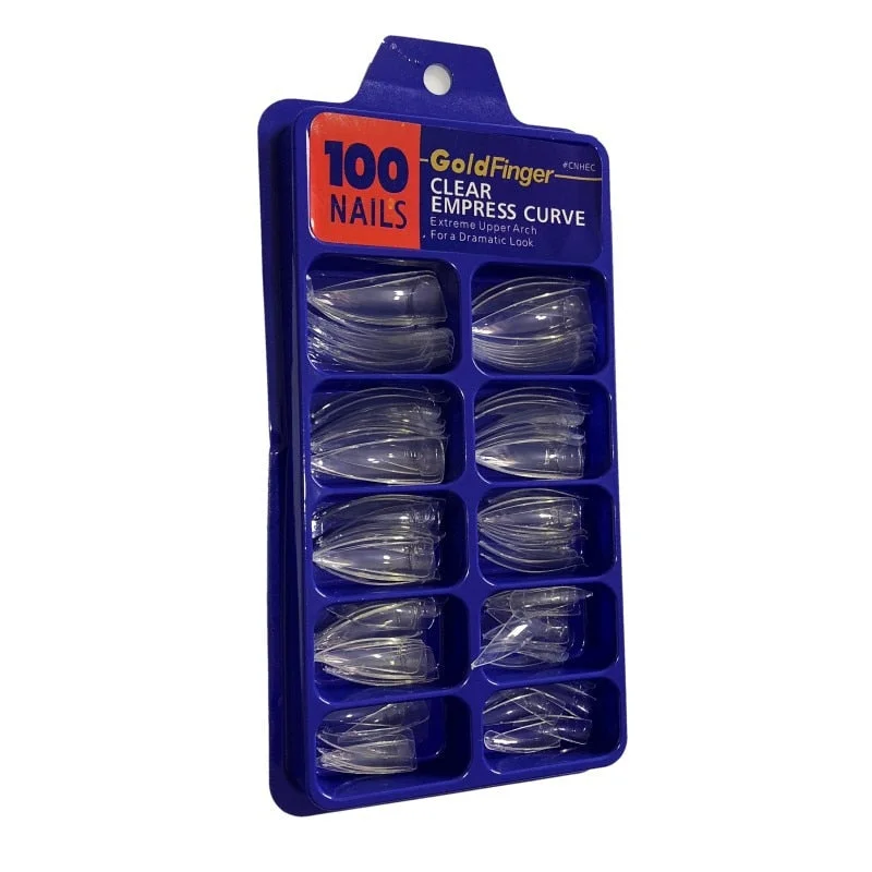 Empress Curve Tapered Extra Long French Nail Tips Acrylic Gel Salon False Tip Nails Pack of 100-Nail Inspo