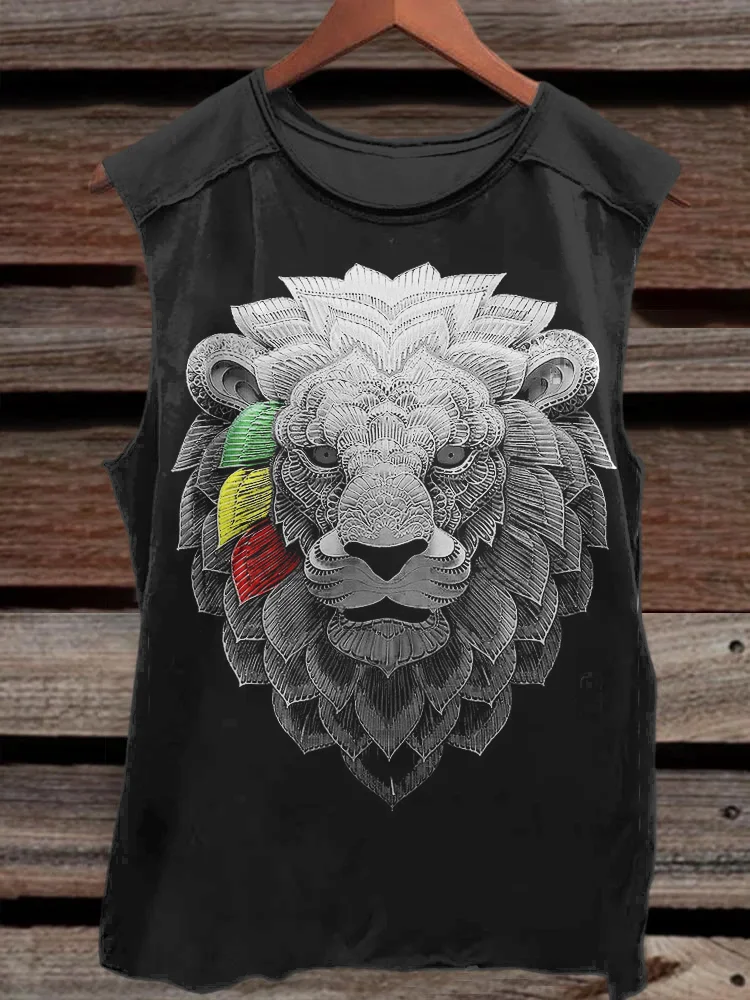 Comstylish Rasta Lion Three Stripes Men's Tank Top