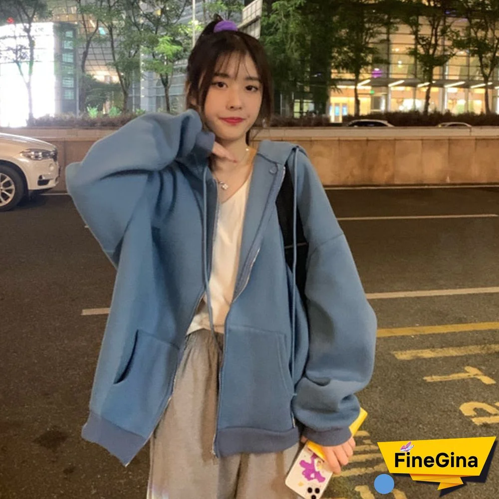 Women Hoodie Spring Korean Long Sleeve Purple Sweetshirts Loose Casual Jacket Harajuku Hoodies Chic Female Clothing