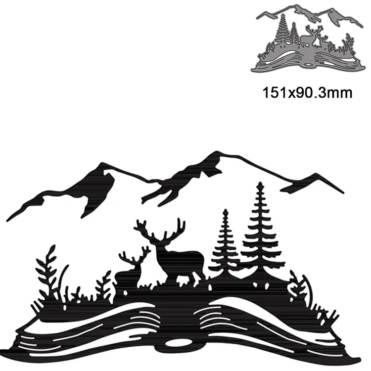 Metal Cutting Dies Cut Die Mold Mountain Tree Elk Decoration Scrapbook Paper Craft Knife Mould Blade Punch Stencils New