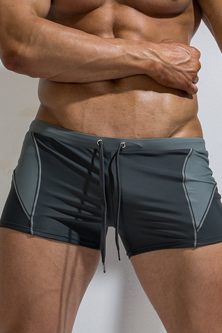 Tiboyz Men's Loose Stretch Contrast Color Quick Dry Swim Trunks